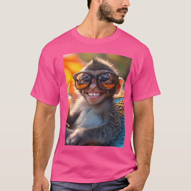 T-shirt Singe à lunettes de soleil (Devant)