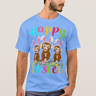 T-shirt Singe Amant Drôle Oeuf De Pâques Lapin Singe Joyeu
