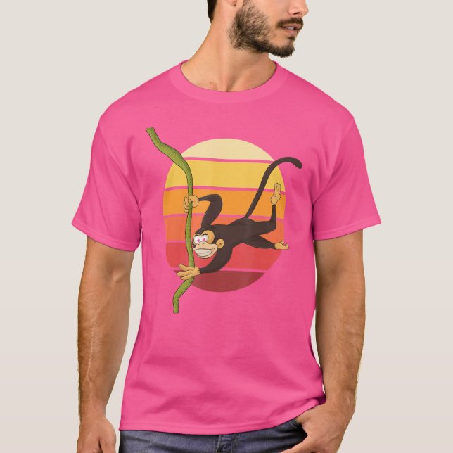 T-shirt Singe animal du chimpanzé rétro (Devant)