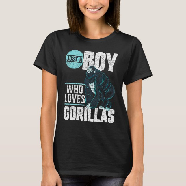 T-shirt Singe Ape Animal Juste Un Garçon Qui Aime Les Gori (Devant)