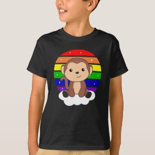 T-shirt Singe Arc-En-Ciel Mélange Animaux Pour Enfants Sin