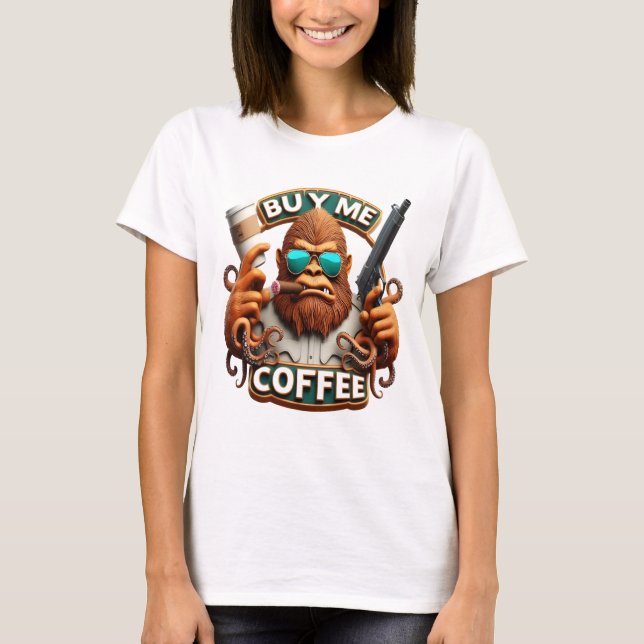 T-shirt Singe Armé De Caféine Acheter Un Café (Devant)
