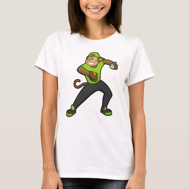 T-shirt Singe au baseball avec batte de baseball (Devant)