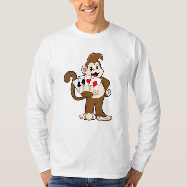 T-shirt Singe au Poker avec cartes de Poker (Devant)