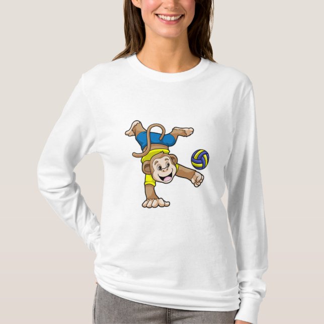 T-shirt Singe aux sports avec volleyball (Devant)