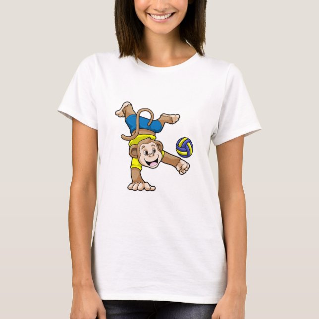 T-shirt Singe aux sports avec volleyball (Devant)