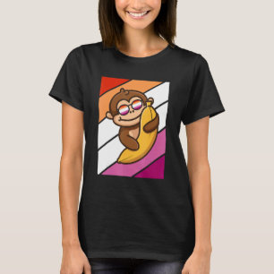 T-shirt Singe Avec Banana Pride Drapeau Lesbien LGBTQ Fier