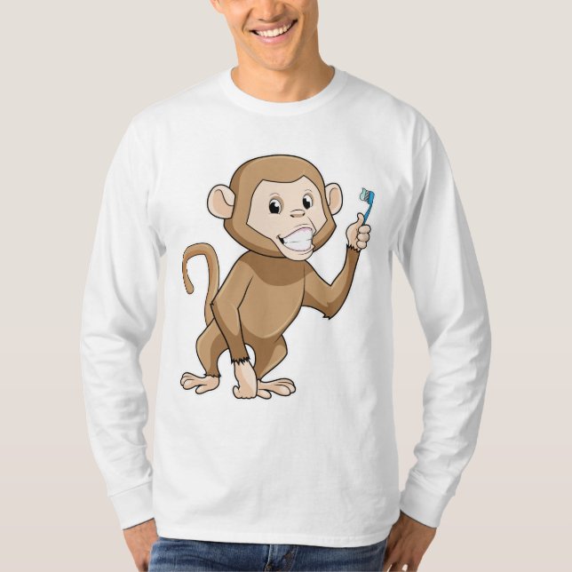 T-shirt Singe avec brosse à dents (Devant)