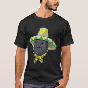 T-shirt Singe avec casquette de paille