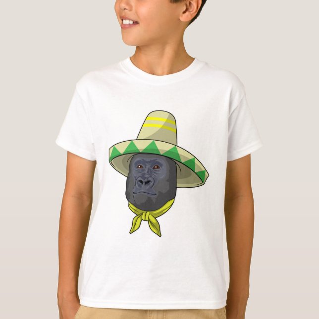 T-shirt Singe avec casquette de paille (Devant)