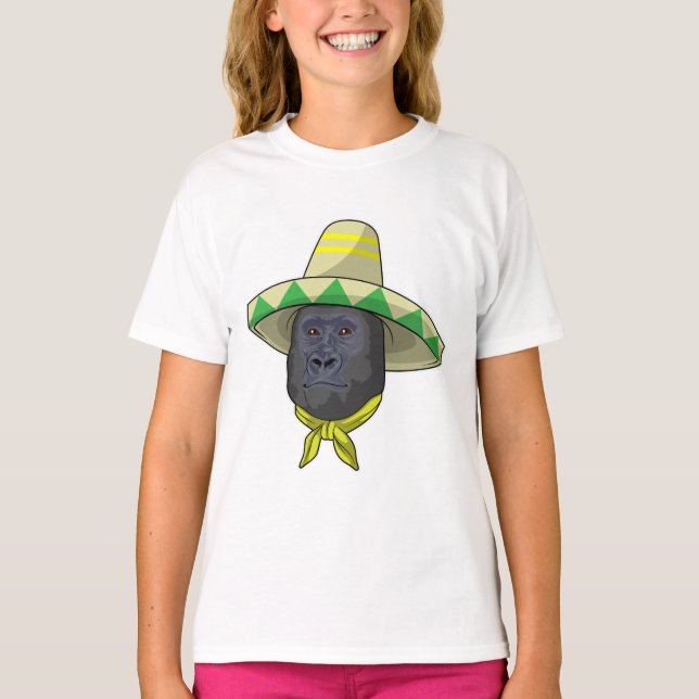 T-shirt Singe avec casquette de paille (Devant)