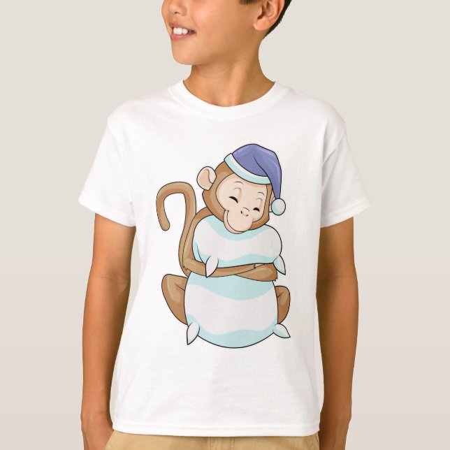 T-shirt Singe avec Coussin et tête de lit (Devant)