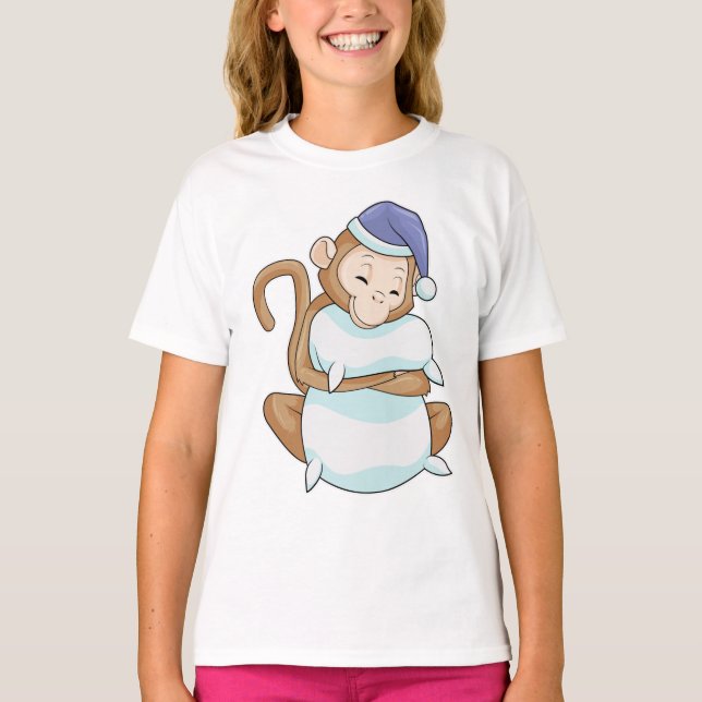 T-shirt Singe avec Coussin et tête de lit (Devant)