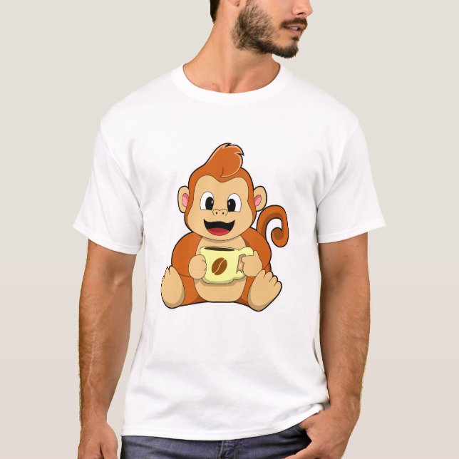 T-shirt Singe avec la coupe du café (Devant)
