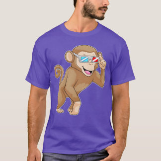 T-shirt Singe avec lunettes ami animal drôle