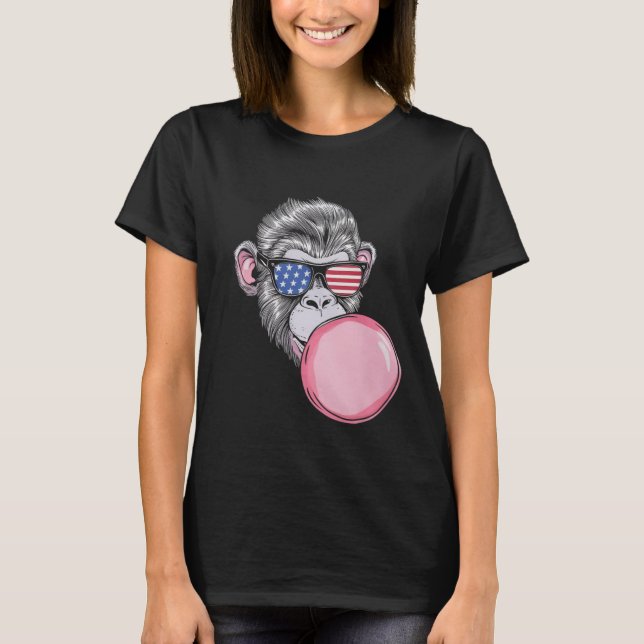 T-shirt Singe avec lunettes de soleil drapeau américain Ca (Devant)