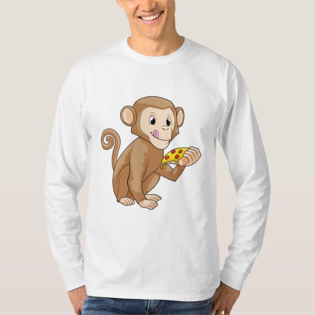 T-shirt Singe avec morceau de pizza (Devant)