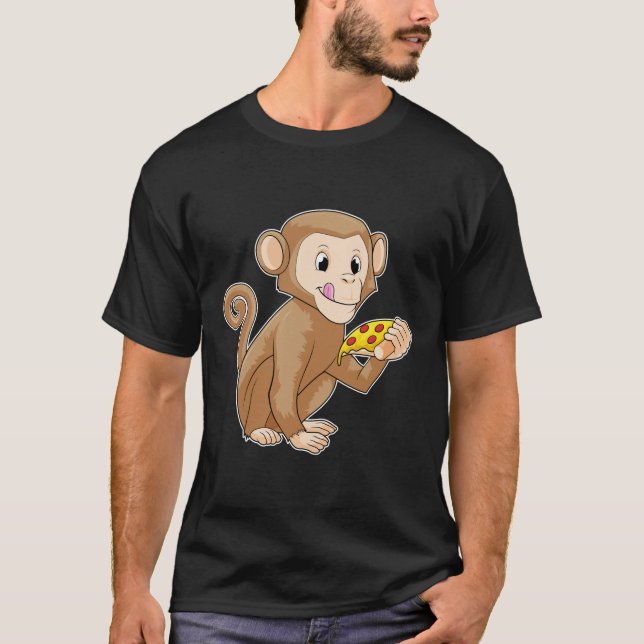 T-shirt Singe avec morceau de pizza (Devant)