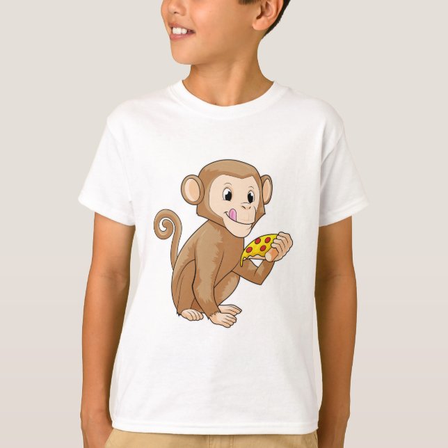 T-shirt Singe avec morceau de pizza (Devant)