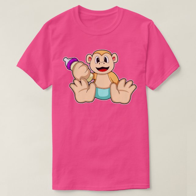 T-shirt Singe bébé avec bouteille (Design devant)