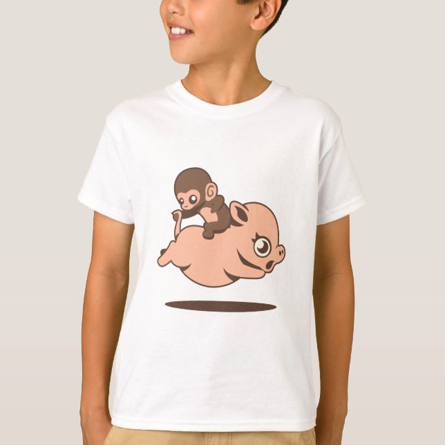 T-shirt Singe-bébé (Revenir sur un cochon) (Devant)