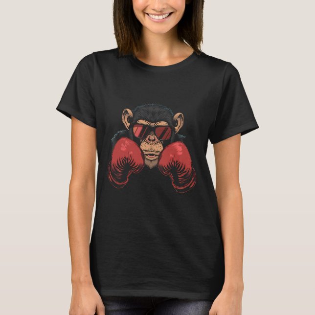 T-shirt Singe boxeur avec gants de boxe Kickboxing Drôle B (Devant)