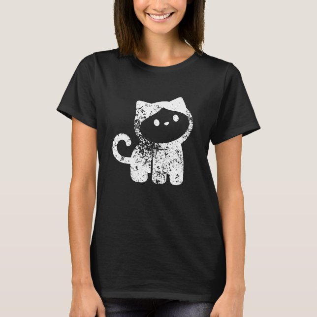 T-shirt Singe branlant dans un costume de chat minimal (Devant)