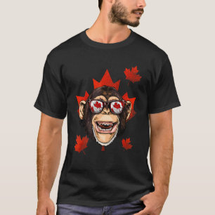 T-shirt Singe Canadien Feuille D'arbre Érable Drapeau Cana