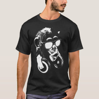 T-shirt Singe Chimpanzé Avec Casque Et Lunettes De Soleil