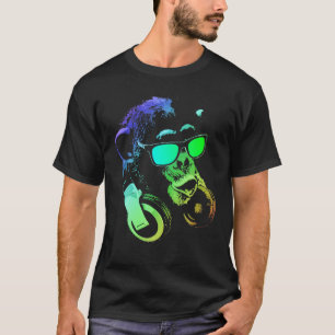 T-shirt Singe Chimpanzé Avec Lunettes De Soleil Et Casque
