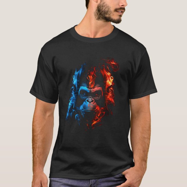 T-shirt Singe Chimpanzé Flames Mignons Singe Animal 1 (Devant)
