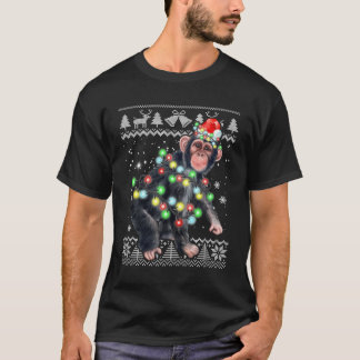 T-shirt Singe Chimpanzé Laid Pajama Noël Jeu de Noël Xmas 