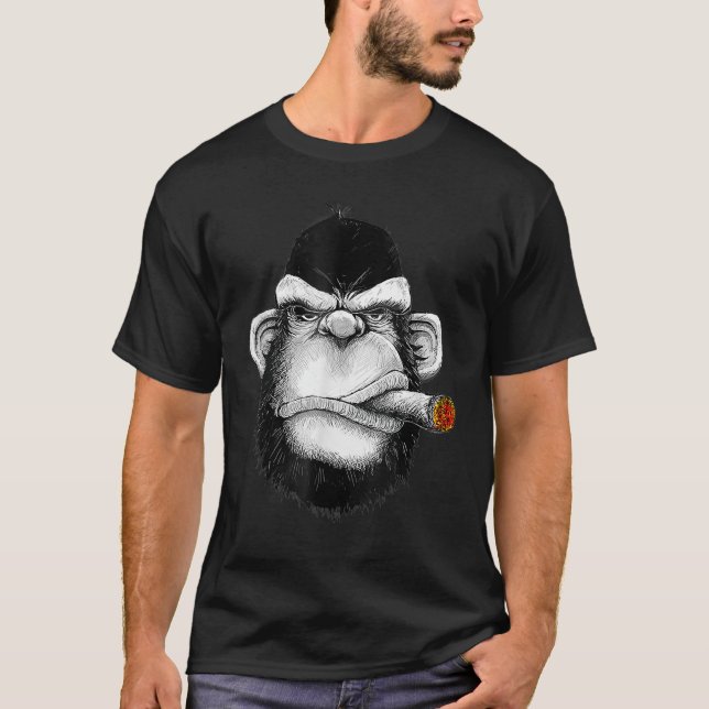 T-shirt Singe Cigar Gorilla Fumer Cigarette (Devant)
