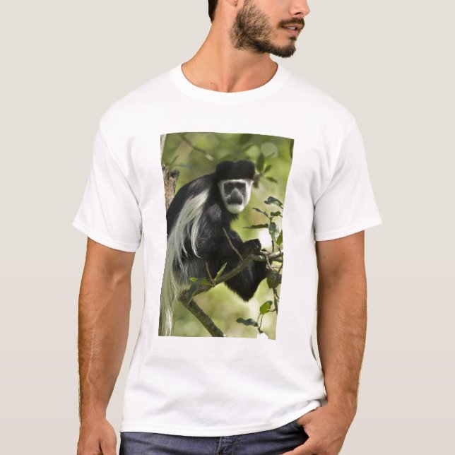 T-shirt Singe colobe noir et blanc (Devant)