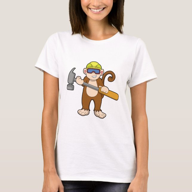 T-shirt Singe comme artisan avec marteau (Devant)