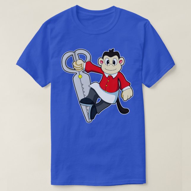 T-shirt Singe comme coiffeur avec ciseaux (Design devant)