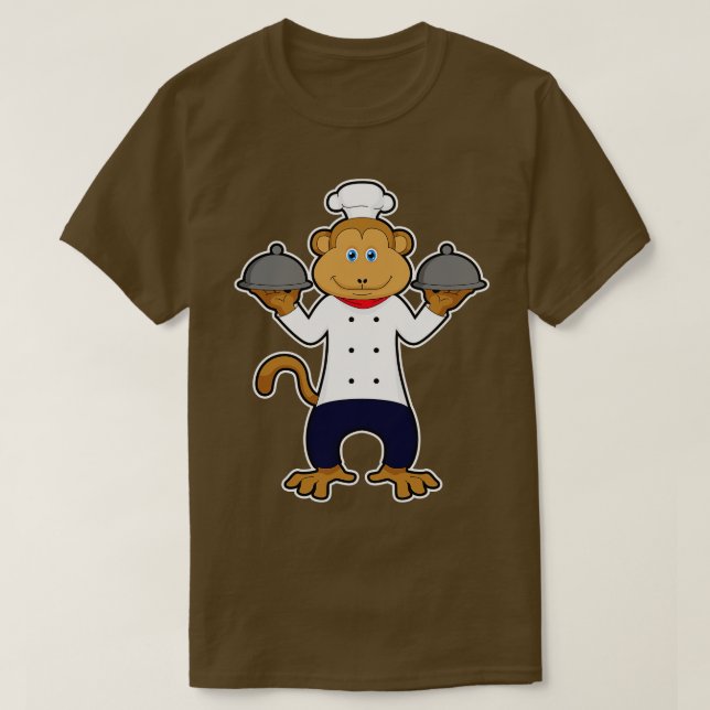 T-shirt Singe comme cuisson avec assiettes de service (Design devant)