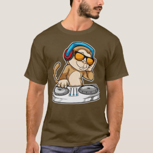 T-shirt Singe comme DJ avec casque Mixage bureau