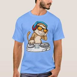 T-shirt Singe comme DJ avec casque Mixage bureau