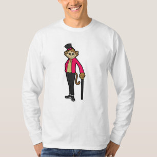 T-shirt Singe comme Gentleman avec Casquette et bâton de m
