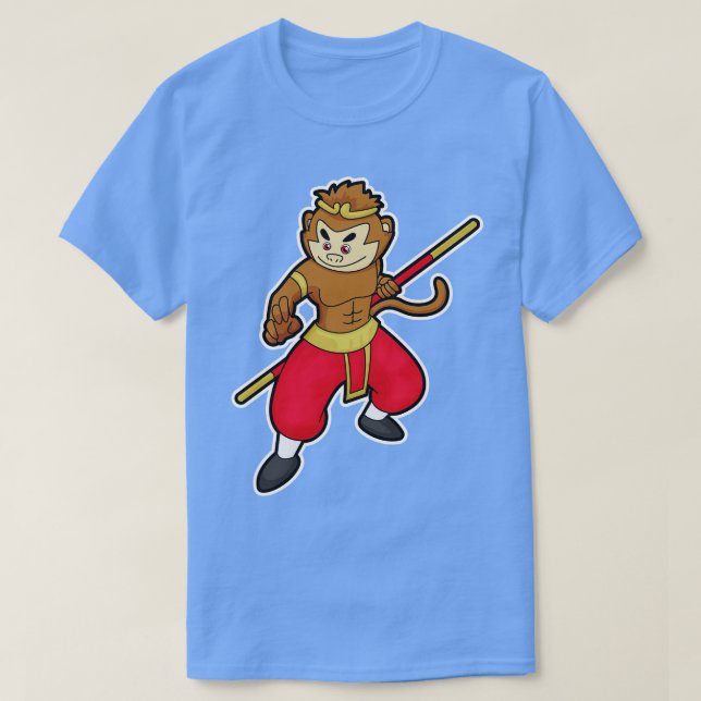 T-shirt Singe comme guerrier avec chef d'état-major (Design devant)