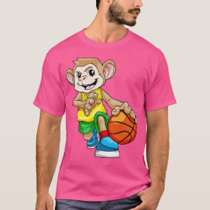 T-shirt Singe comme joueur de basket-ball avec basket-ball