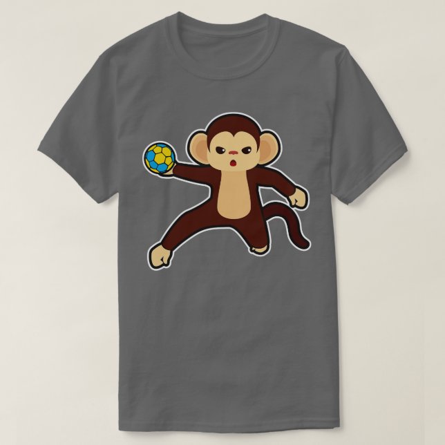 T-shirt Singe comme joueur de handball avec Handball 2 (Design devant)
