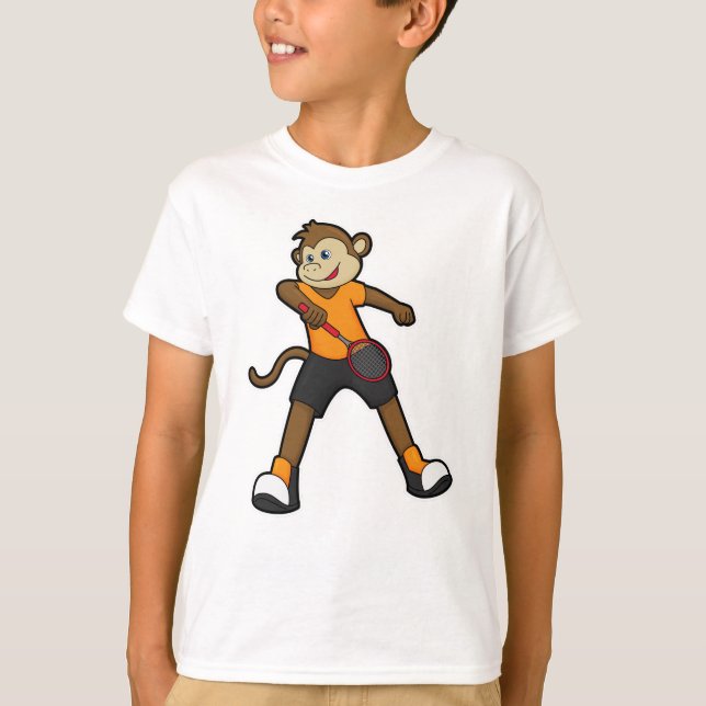 T-shirt Singe comme joueur de tennis avec raquette de tenn (Devant)