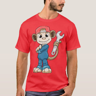 T-shirt Singe comme mécanicien avec outils et casque