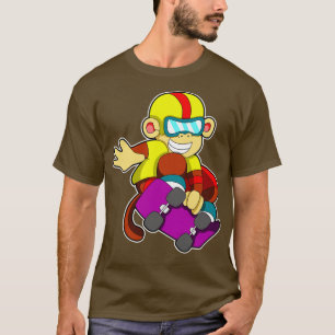 T-shirt Singe comme patineur avec casque Skateboard