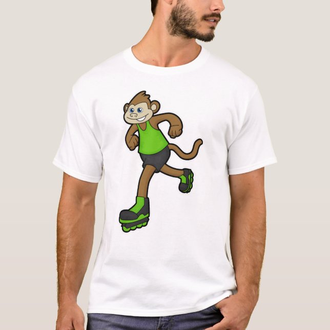 T-shirt Singe comme patineur avec patins en ligne (Devant)