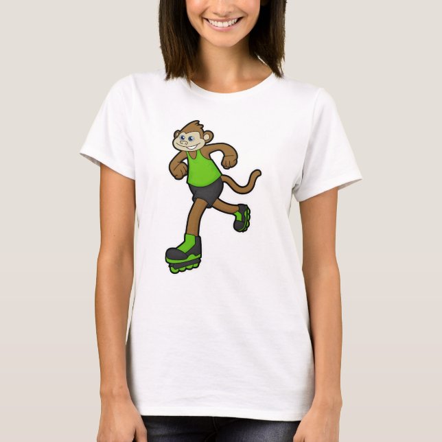 T-shirt Singe comme patineur avec patins en ligne (Devant)