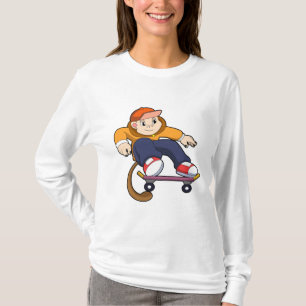 T-shirt Singe comme patineur avec skateboard