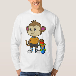T-shirt Singe comme patineur avec skateboard